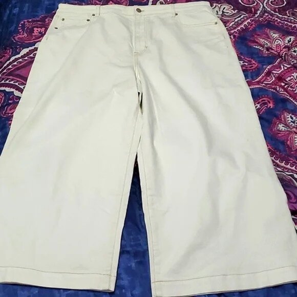 HOST PICK NWOT American Eagle Trendy Boho Chic Off White Wide Leg Cropped Jeans - Picture 3 of 15